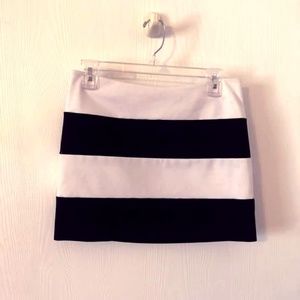Express black and white stripped mini skirt